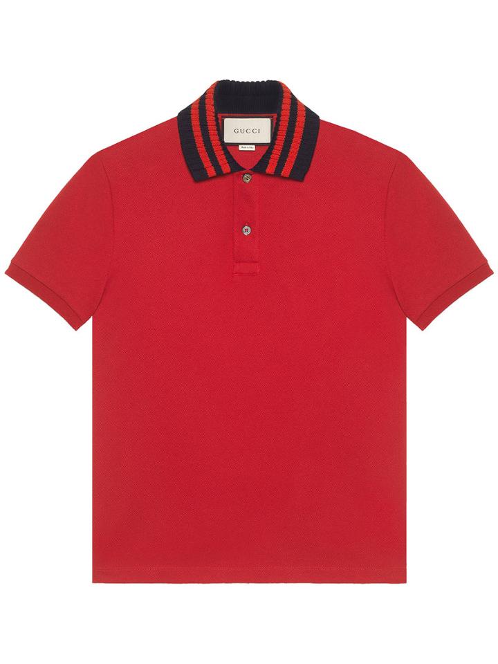 Gucci - Cotton Polo With Appliqué - Men - Cotton/spandex/elastane - L, Red, Cotton/spandex/elastane