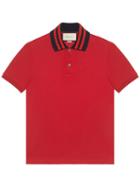 Gucci - Cotton Polo With Appliqué - Men - Cotton/spandex/elastane - L, Red, Cotton/spandex/elastane