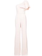 Jay Godfrey Frill Trim One Shoulder Jumpsuit - Nude & Neutrals