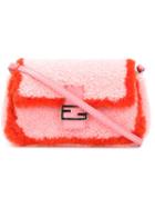 Fendi Micro Baguette Crossbody Bag, Women's, Pink/purple, Sheep Skin/shearling/leather