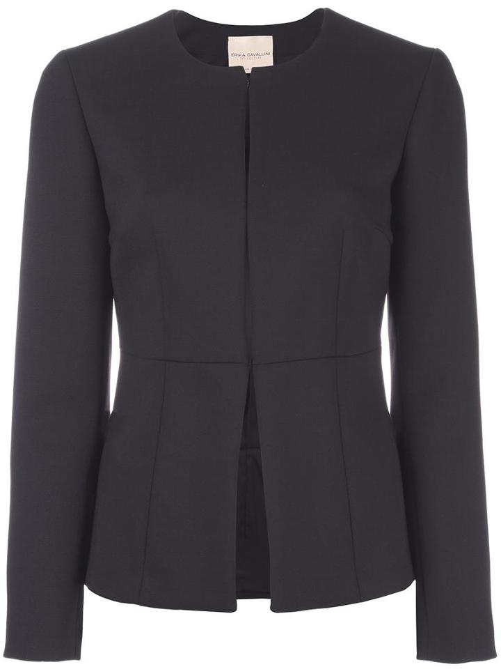 Erika Cavallini Collarless Fitted Jacket, Women's, Size: 40, Black, Polyester/spandex/elastane/acetate