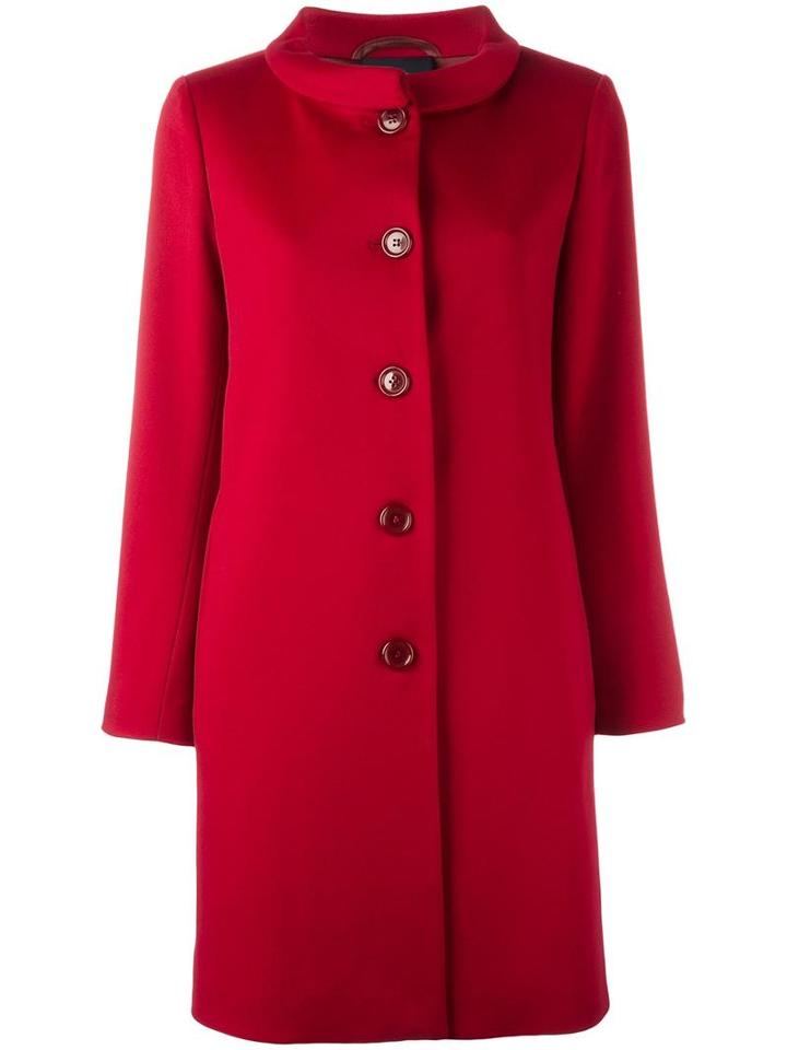 Aspesi Single Breasted Coat, Women's, Size: 42, Red, Wool/viscose