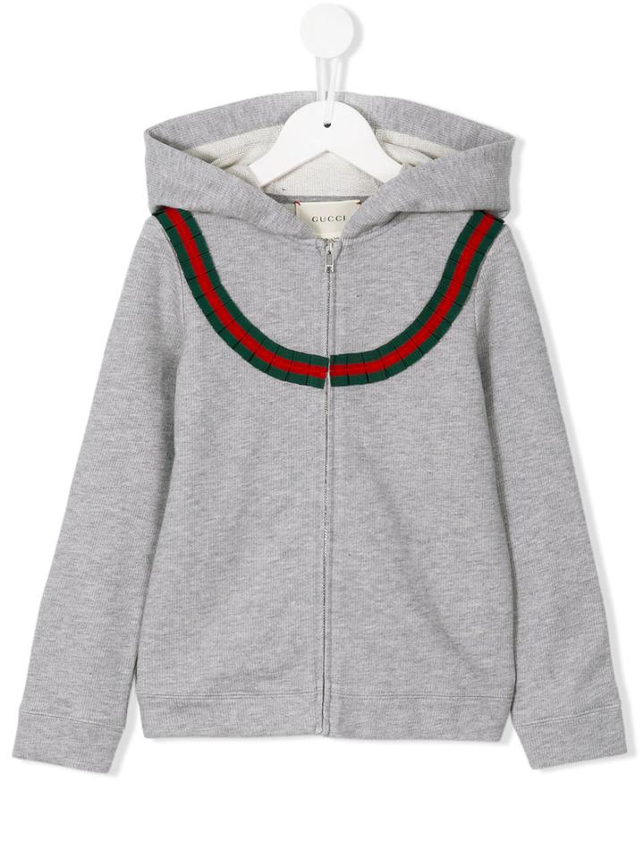 Gucci Kids Contrast Stripe Hoodie, Girl's, Size: 12 Yrs, Grey