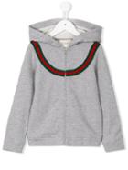 Gucci Kids Contrast Stripe Hoodie, Girl's, Size: 12 Yrs, Grey