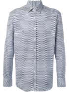 Canali Square Pattern Shirt, Size: Xl, Blue, Cotton
