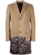 Givenchy Monkey Brothers Contrast Trim Coat, Men's, Size: 52, Brown, Cotton/cupro/cashmere/wool