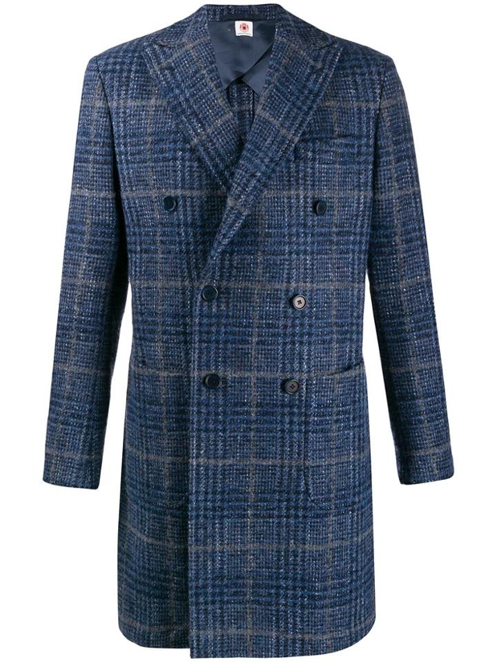 Borrelli Check Print Coat - Blue