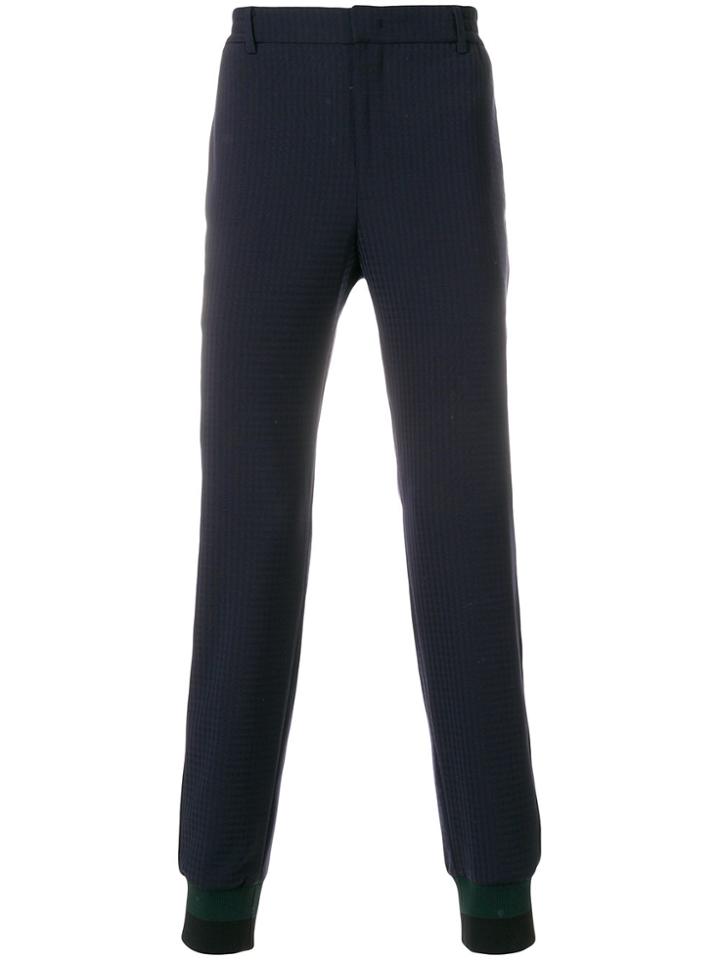 Wooyoungmi Checked Ribbed Cuff Trousers - Blue