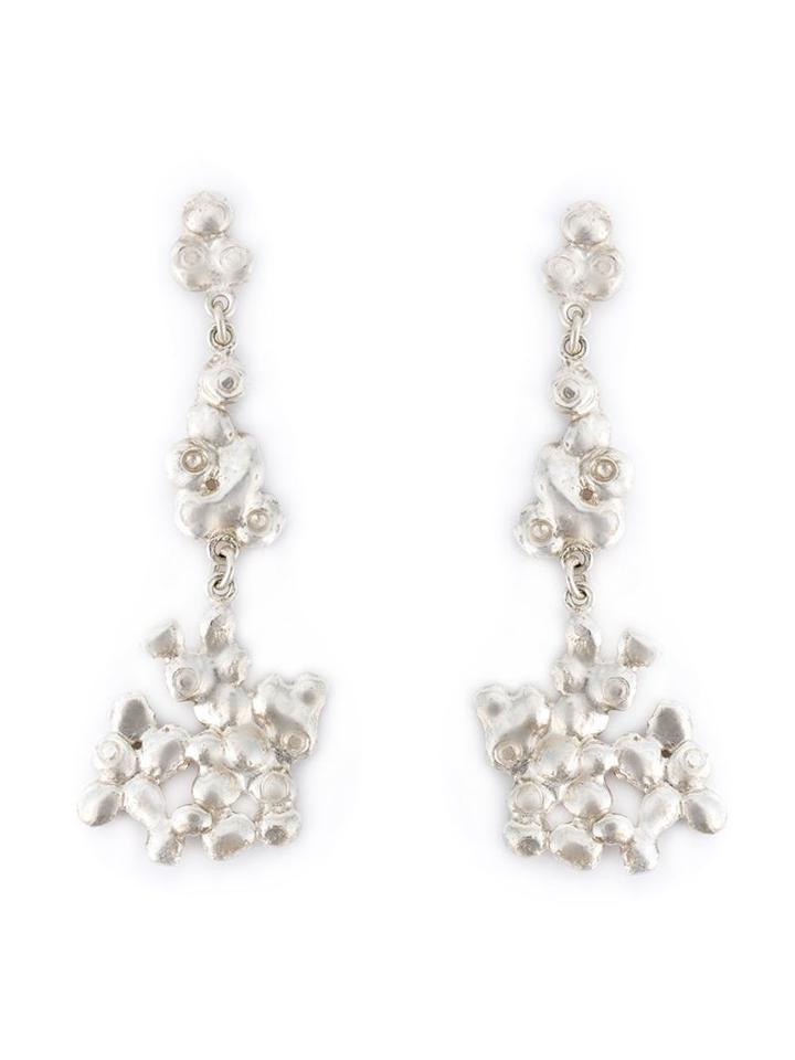 Natasha Collis Cobbled Stud Earrings, Women's, Metallic