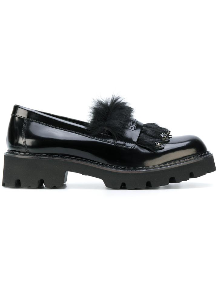Baldinini Fur Detail Loafers - Black