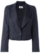 Mm6 Maison Margiela Cropped Blazer, Women's, Size: 42, Blue, Wool/viscose/cupro