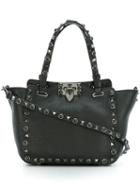 Valentino 'rockstud Rolling Noir' Trapeze Tote