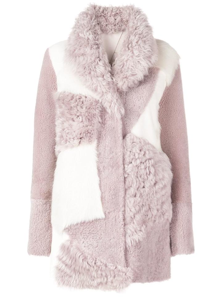 Drome Textured Patchwork Coat - Pink & Purple
