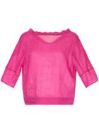 Tomorrowland V-neck Reverse Blouse - Pink & Purple