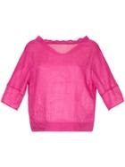 Tomorrowland V-neck Reverse Blouse - Pink & Purple