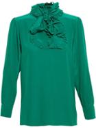 Gucci Ruffle Neck Blouse, Women's, Size: 44, Green,