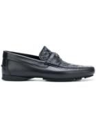 Versace Grecca Embossed Loafers - Black