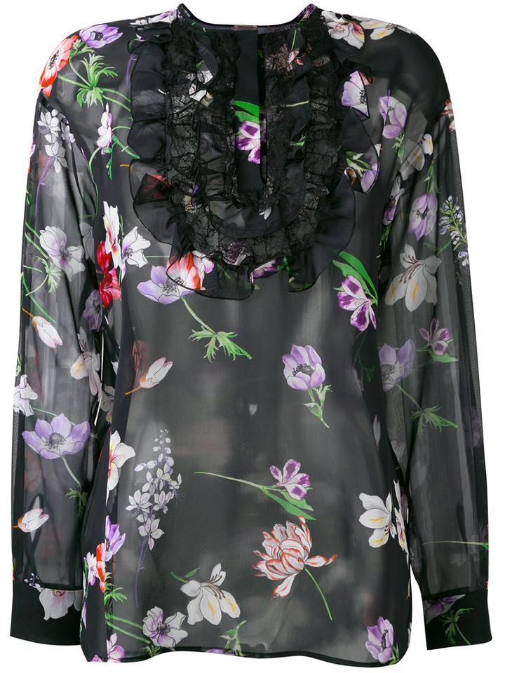 Giambattista Valli - Floral Lace Bib Top - Women - Silk/polyamide/viscose - 44, Women's, Black, Silk/polyamide/viscose
