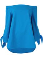 Erika Cavallini Off Shoulder Blouse, Women's, Size: 44, Blue, Cotton/spandex/elastane