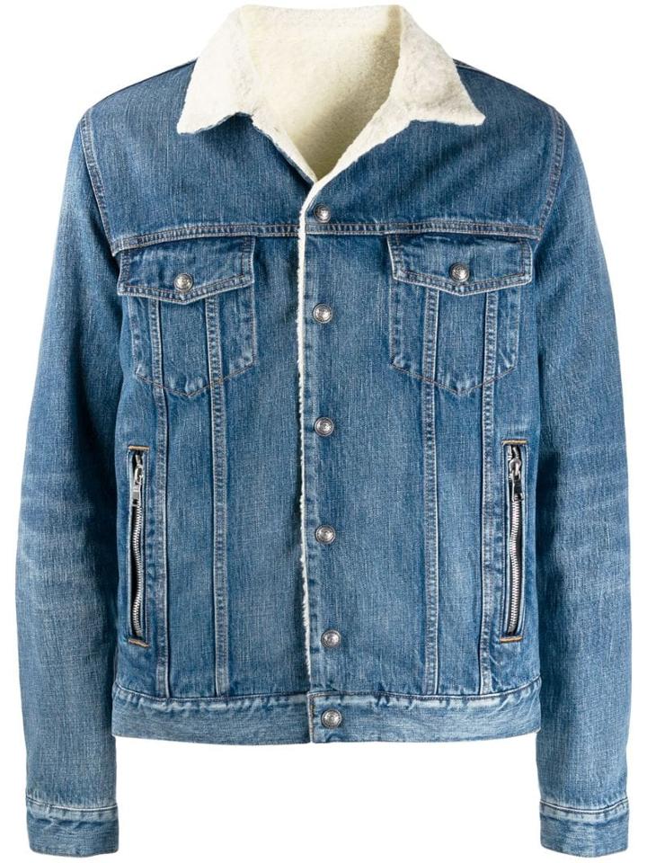 Balmain Snap Button-up Denim Jacket - Blue