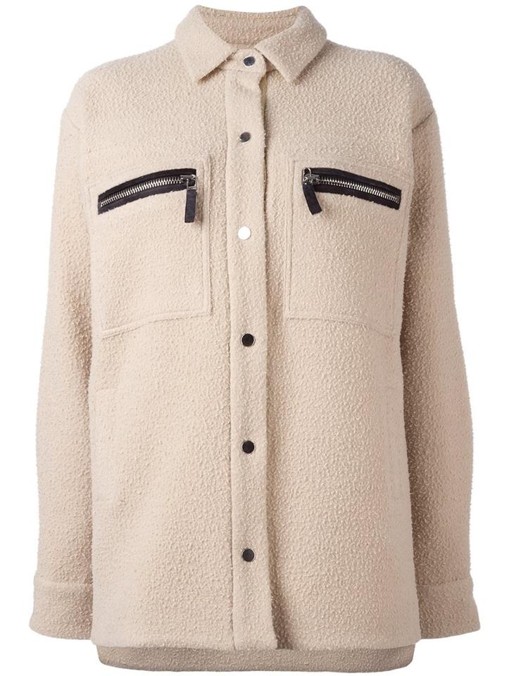 Filles A Papa - 'saul' Jacket - Women - Lamb Skin/polyamide/wool - Ii, Nude/neutrals, Lamb Skin/polyamide/wool