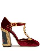 Dolce & Gabbana Painted Heel T-strap Pumps - Red