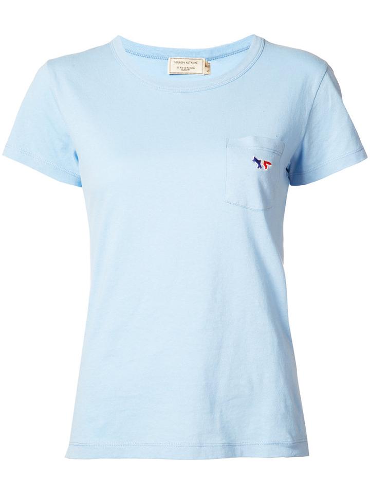 Maison Kitsuné - Logo Pocket T-shirt - Women - Cotton - L, Blue, Cotton