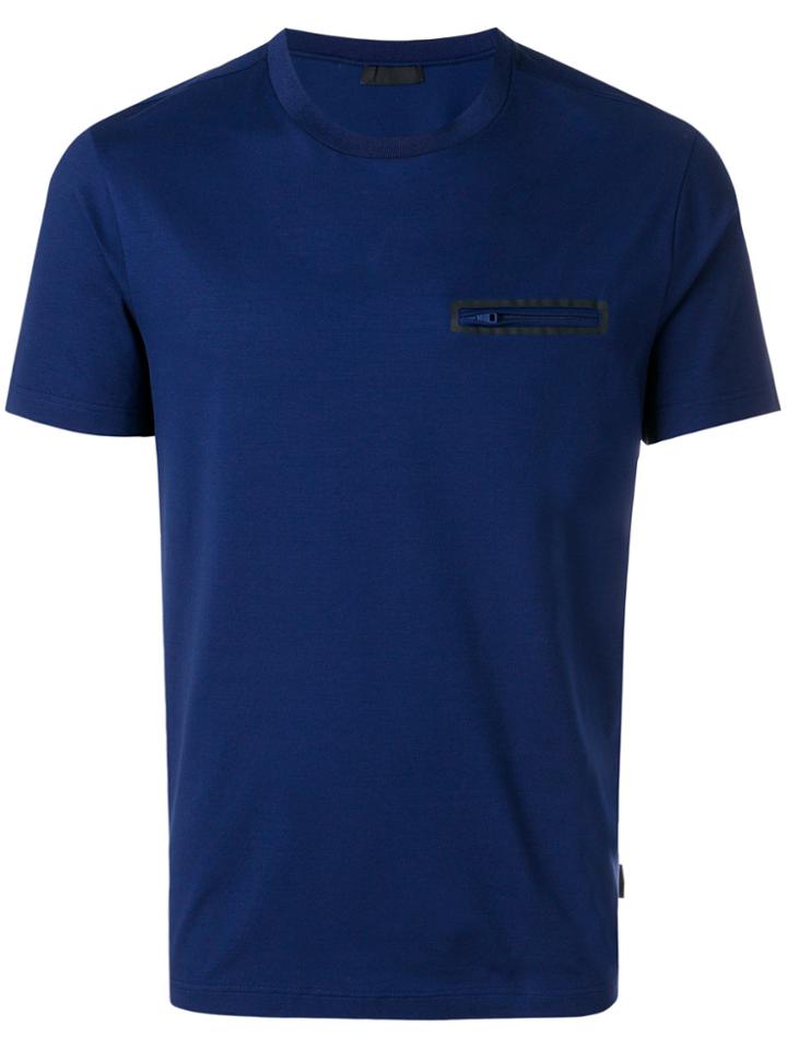 Prada Zipped Chest Pocket T-shirt - Blue