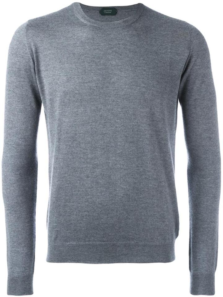 Zanone Crew Neck Jumper, Men's, Size: 46, Grey, Cashmere