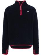 Martine Rose Half Zip Logo Fleece Jacket - Blue