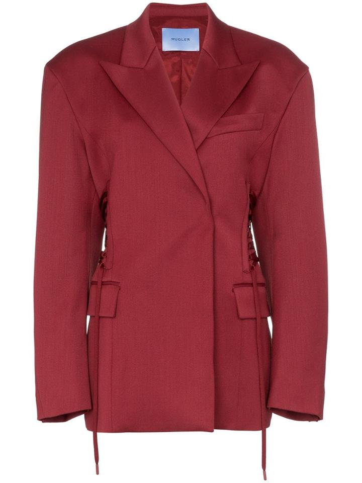 Mugler Mug Clrd Ls Jckt Blzr W Shldr - Red