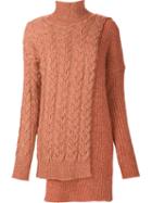 Stella Mccartney Asymmetric Cable Knit Jumper, Women's, Size: 36, Yellow/orange, Polyamide/viscose/wool