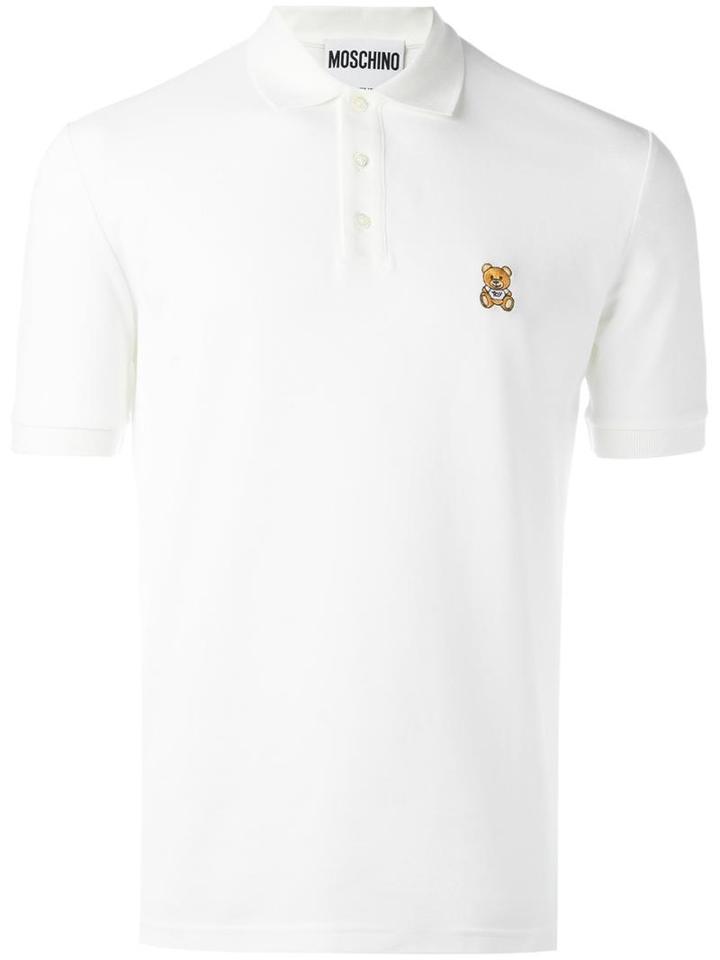 Moschino Bear Logo Polo Shirt, Men's, Size: Medium, White, Cotton