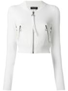 Twin-set Cropped Zipped Cardigan, Women's, Size: Small, White, Viscose/polyamide