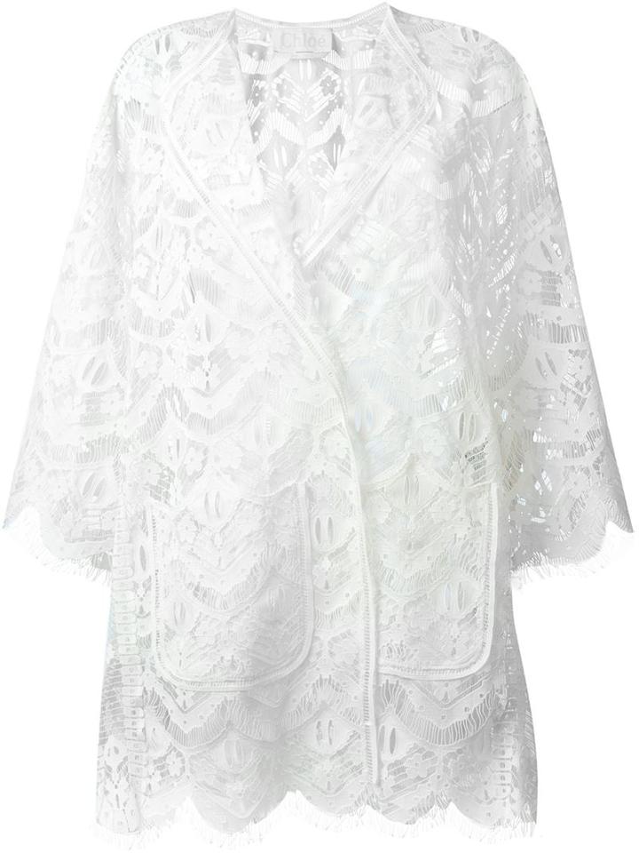 Chloé Lace Cardigan, Women's, Size: 34, White, Cotton/polyester