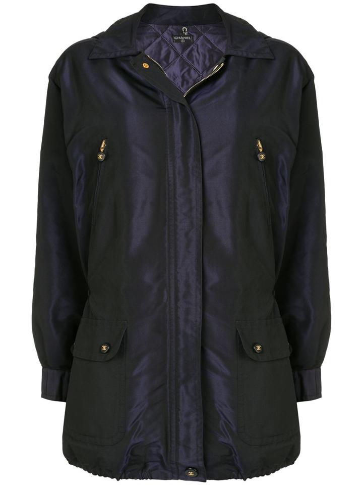 Chanel Pre-owned Cc Button Coat - Purple