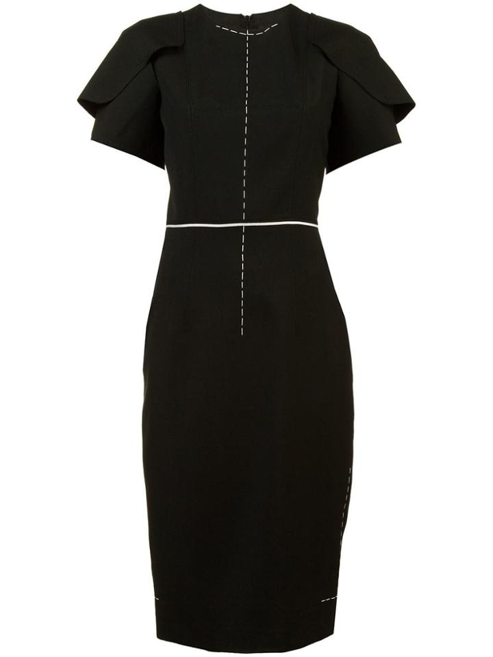 Vera Wang Fitted Short Sleeve Dress - Black