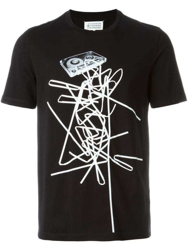 Maison Margiela Tape Print T-shirt, Men's, Size: 52, Black, Cotton