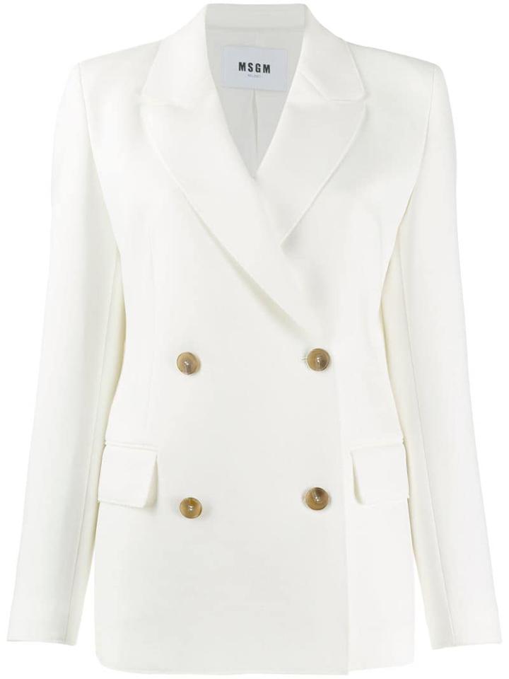 Msgm Double Breasted Blazer - White