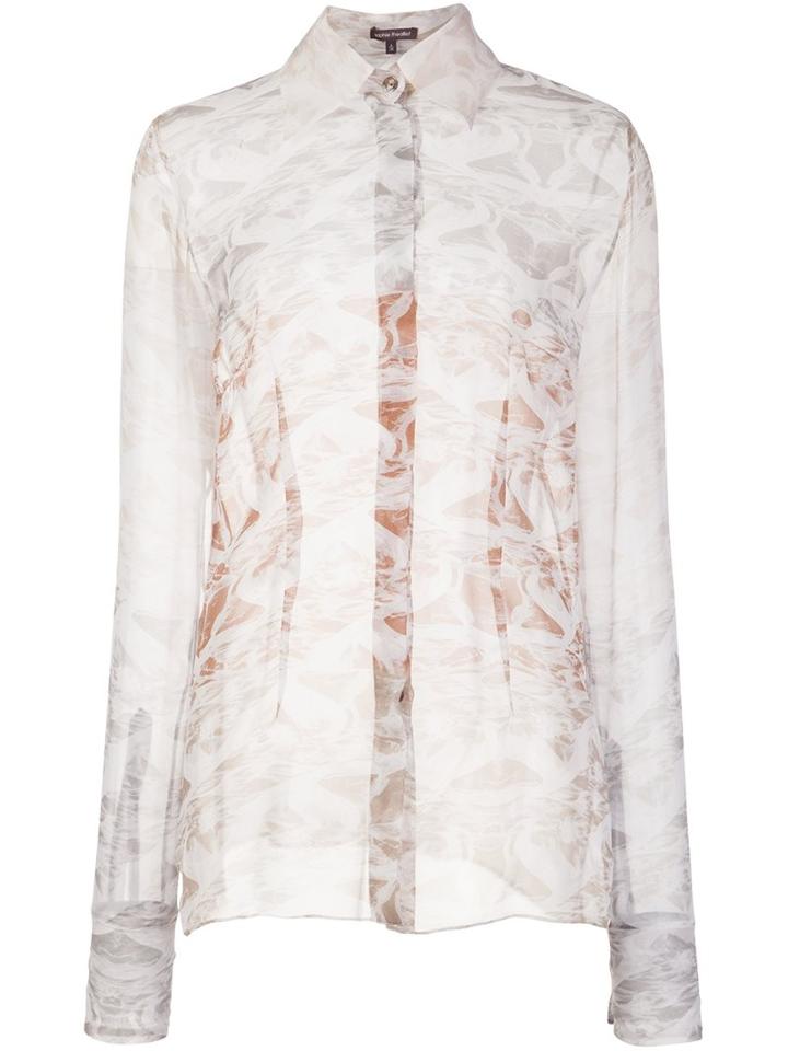 Sophie Theallet Sheer Marble Effect Blouse, Women's, Size: 6, Nude/neutrals, Silk