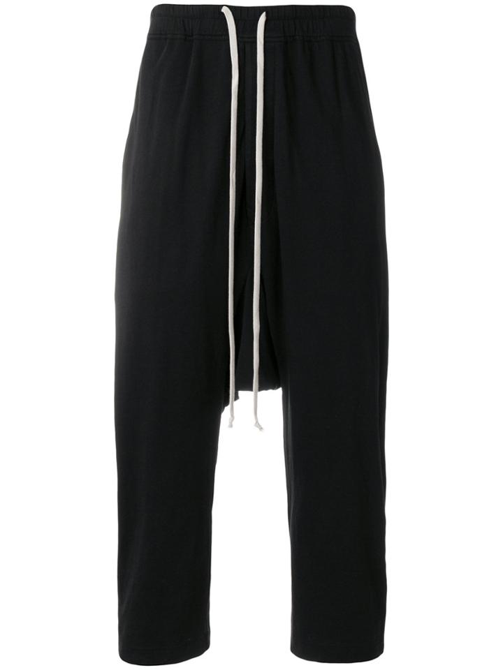 Rick Owens Drkshdw Dropped Crotch Cropped Trousers - Black