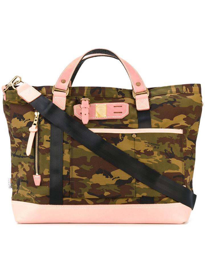 Master Piece - Camouflage Tote - Men - Leather/nylon - One Size, Green, Leather/nylon