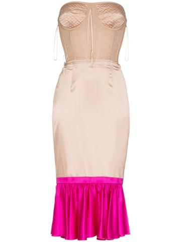 Duran Lantink Two Tone Silk Corset Dress - Neutrals
