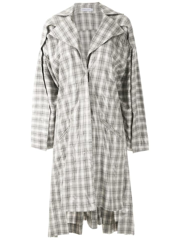 Mara Mac Oversized Checked Coat - Grey