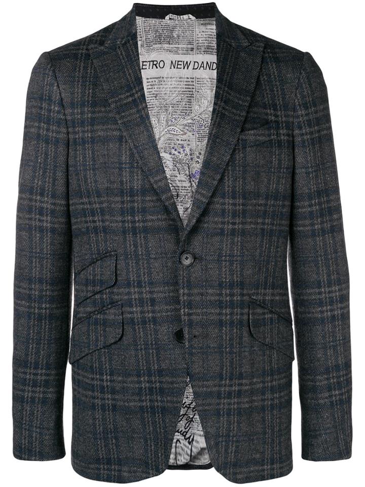 Etro Classic Checked Blazer - Grey