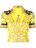 Versace Barocco Print Cropped T-shirt - Yellow