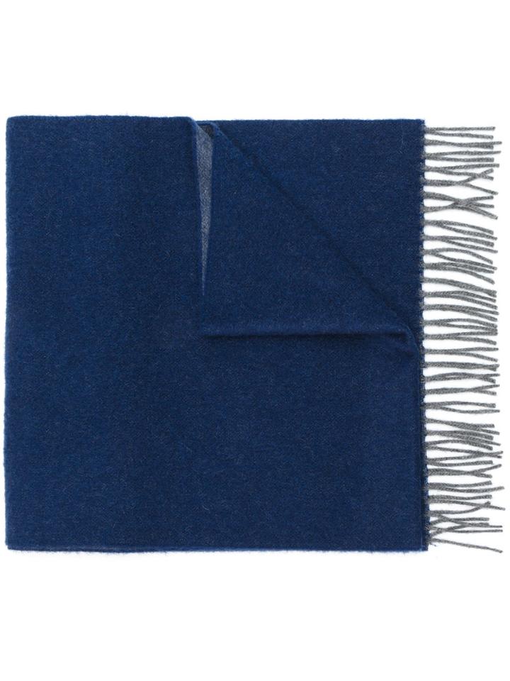 Canali - Fringed Scarf - Men - Cashmere - One Size, Blue, Cashmere
