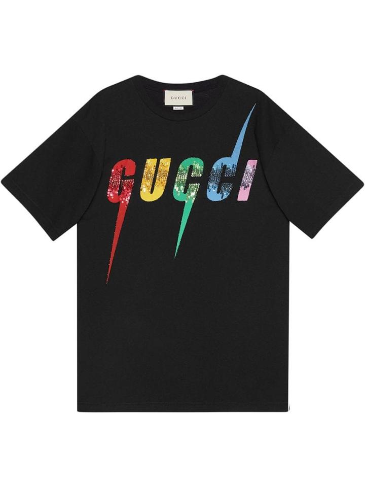 Gucci Oversize T-shirt With Gucci Blade Print - Black