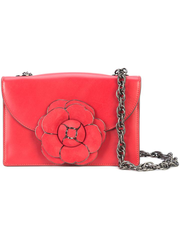 Oscar De La Renta Floral Shoulder Bag - Red