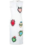 House Of Holland Heart Midi Dress, Women's, Size: 10, White, Polyester